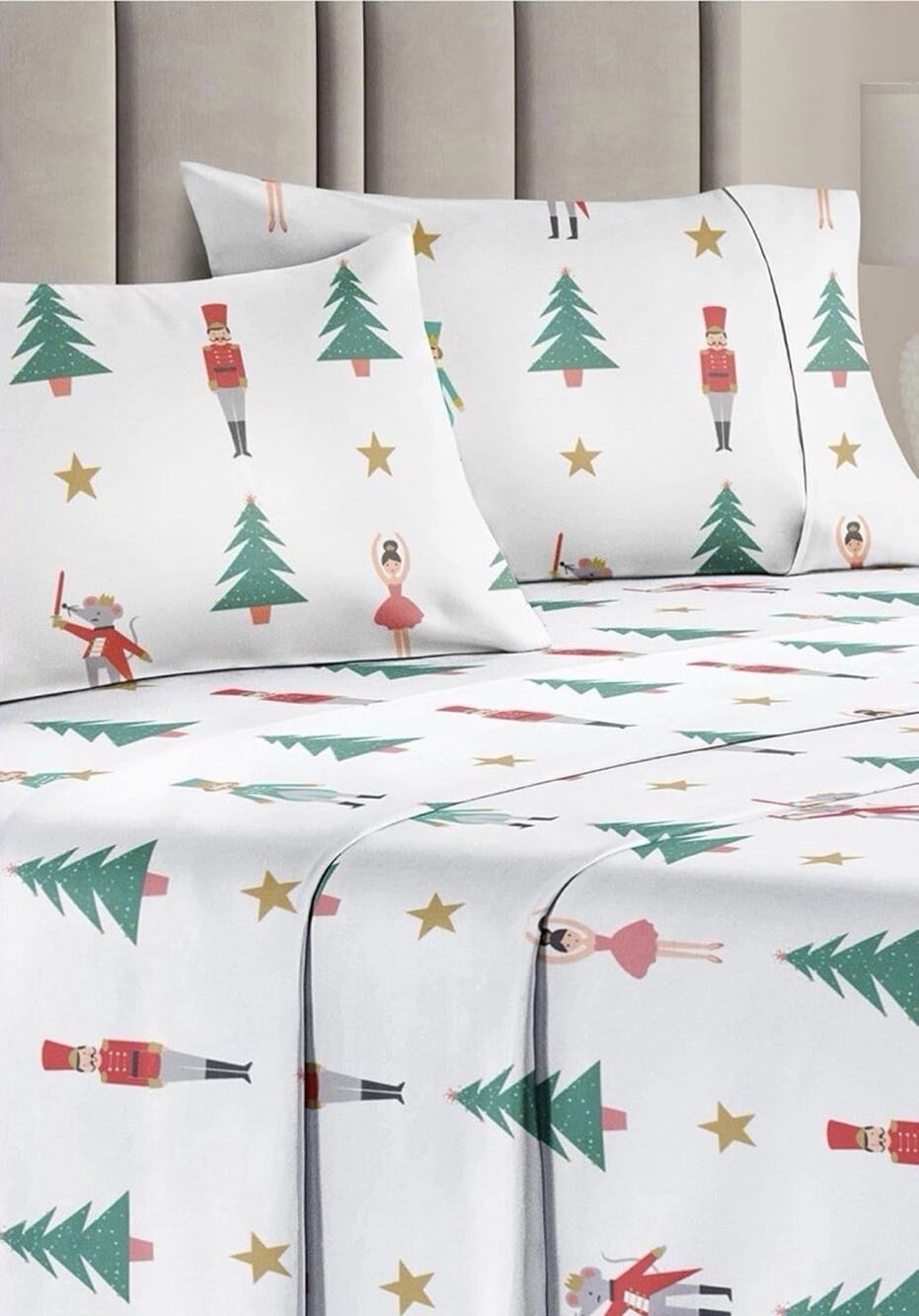 4 Pc Queen Christmas Nutcracker Ballet Sheet Set - Holiday Sheet Set New
